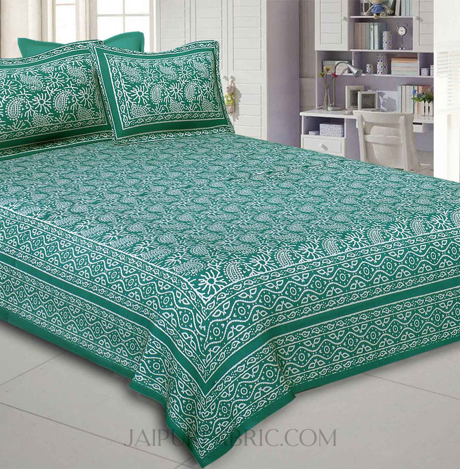 Aqua Kingdom Green Double Bedsheet