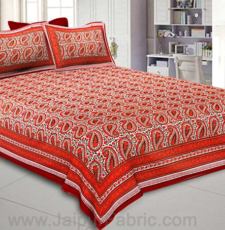 Awsome Orange Gold Paisley Double Bedsheet