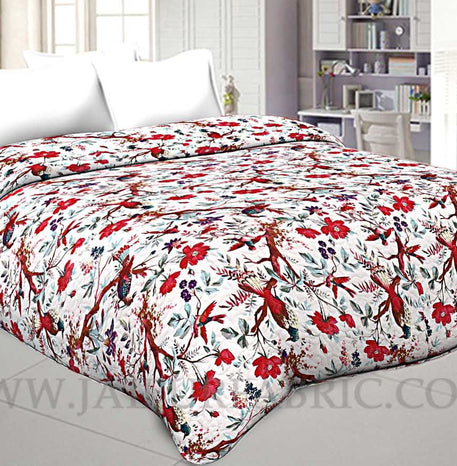 Cream Color birds on tree smooth touch multi use comforter