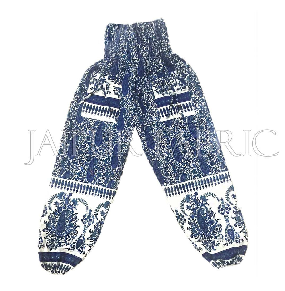 Blue Tropical Print Cotton Afghani