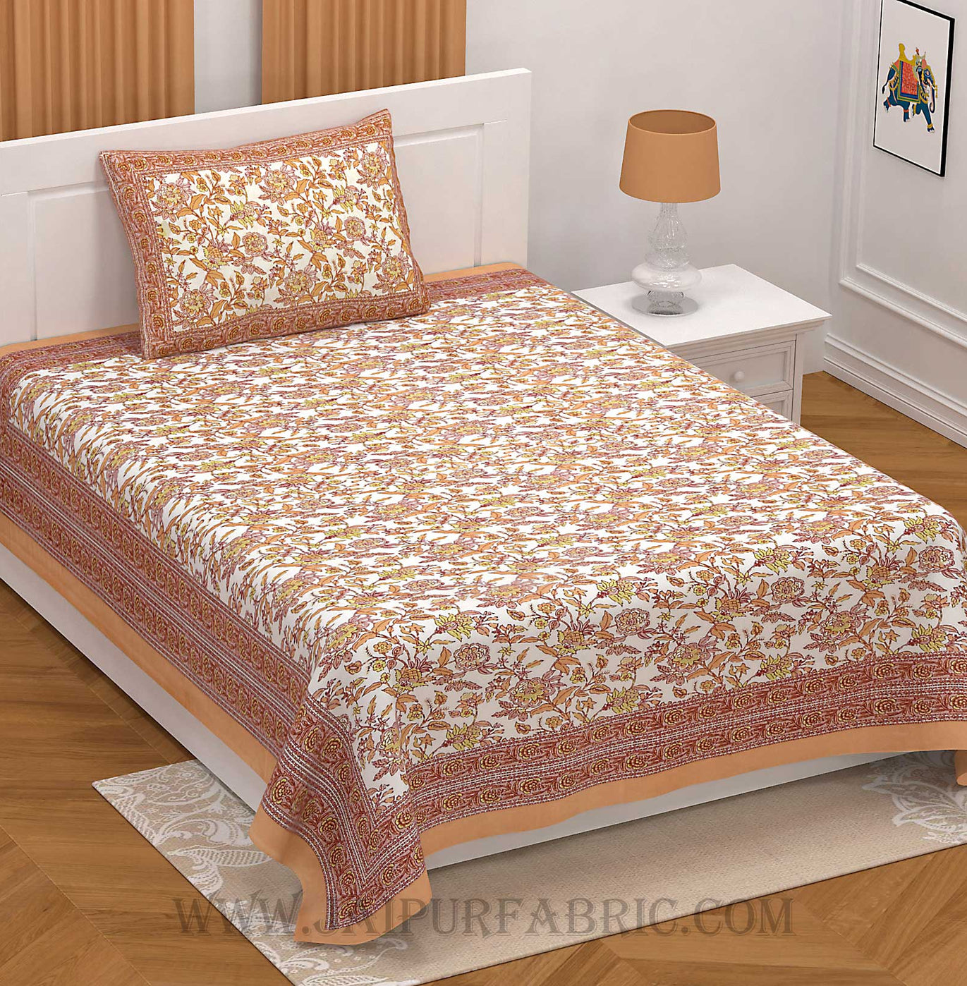 Fantastic Flowers Peach Single Bedsheet