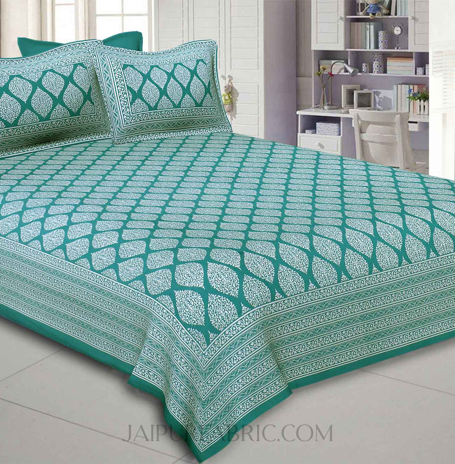 Lahariya Print Green Double Bedsheet