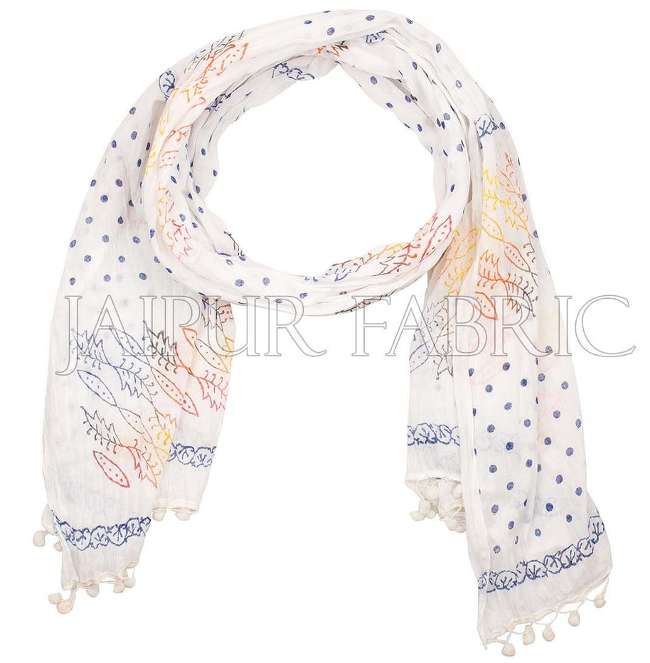 White Printed Stole