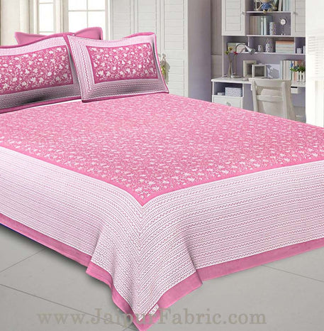 Floral Double Bedsheet Pink base with 2 Pillow Covers