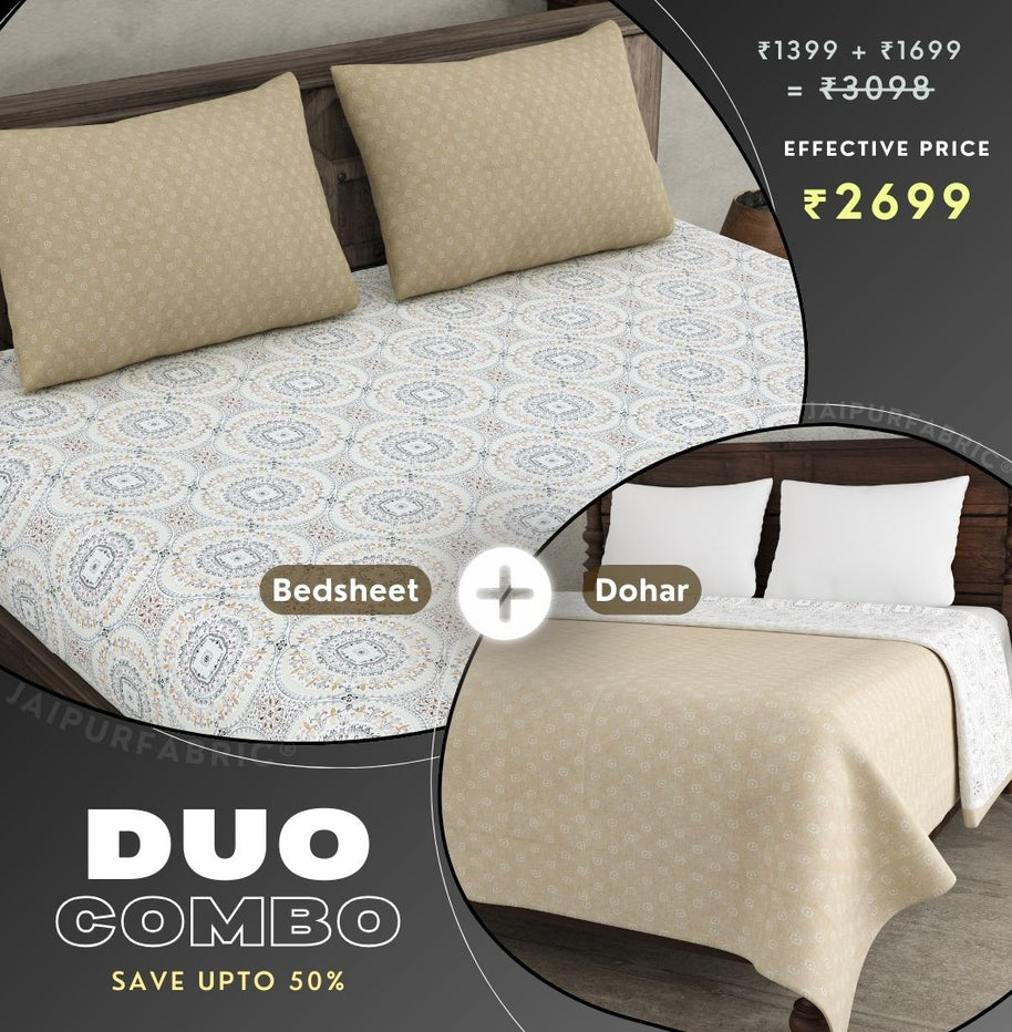 The Icon Brown Cotton Dohar and Bedsheet Combo