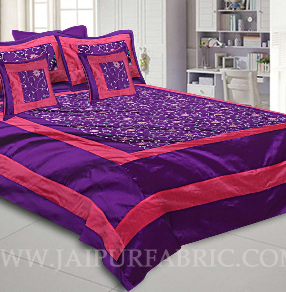 Classy Purple Rajwada Silk Double Bedsheet