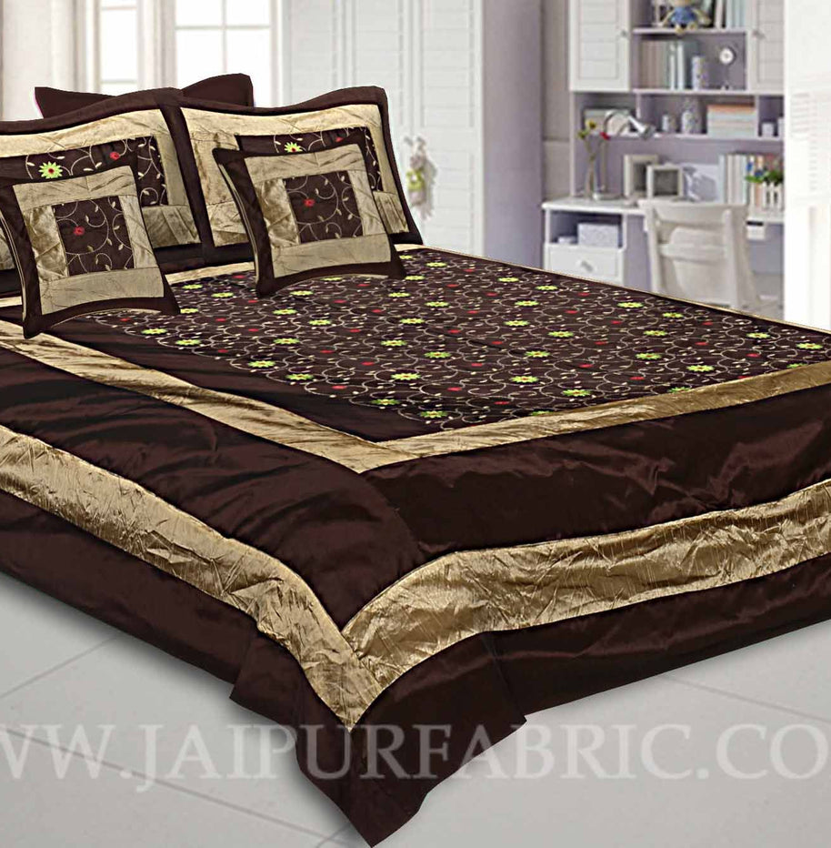 Dark Brown Rajwada Silk Double Bedsheet