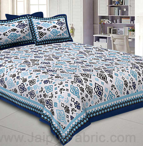 Double bedsheet Blue Seamless Traditional Print