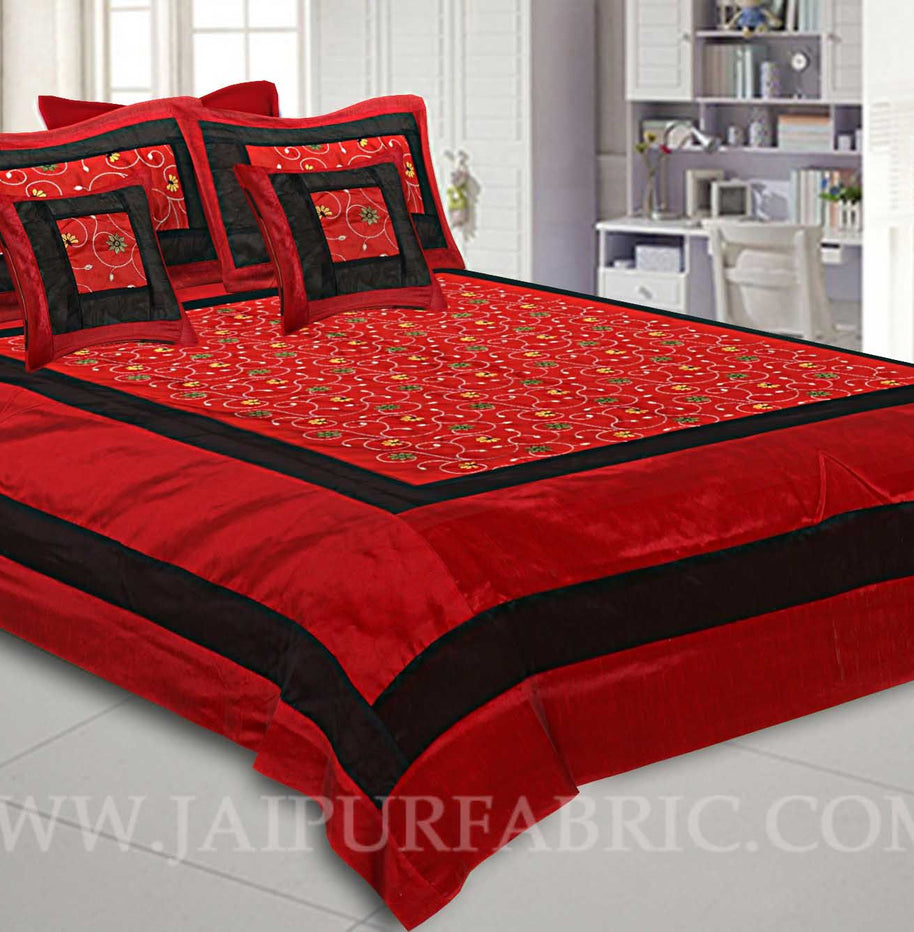 Ruby Red Rajwada Silk Double Bedsheet