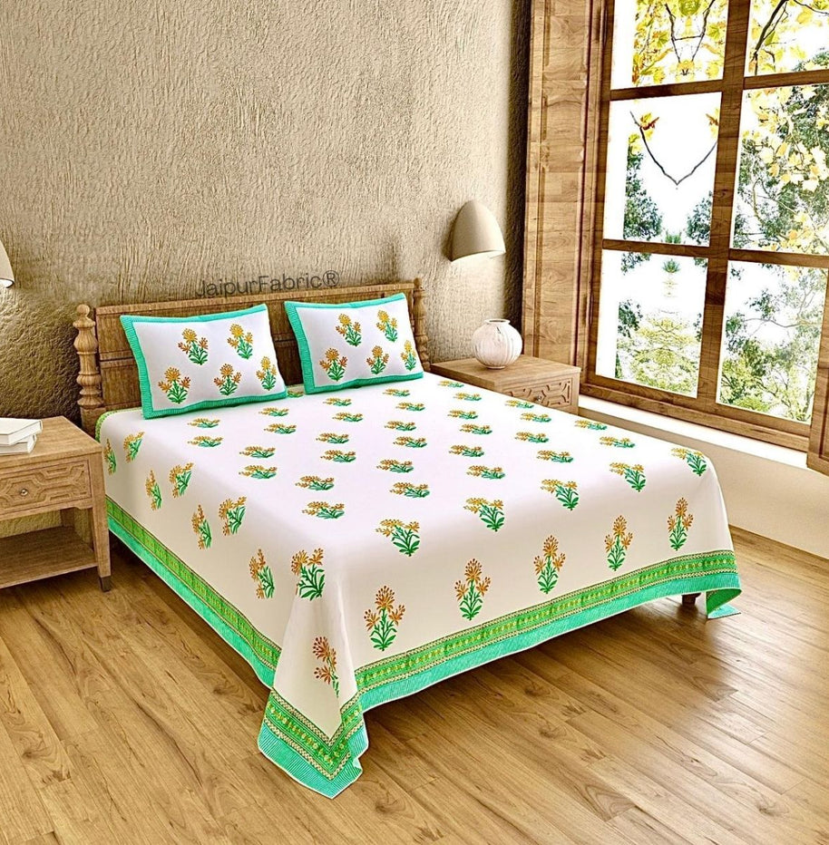 Authentic Genuine Hand Block Print 400 TC Pure Cotton King Size Bedsheet