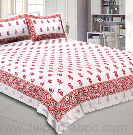 Double Bedsheet  Light Pink Small Booti Print