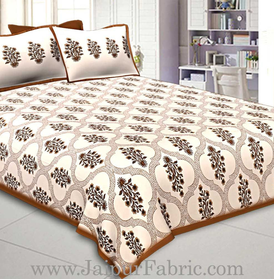 King Size Bedsheet Fine Cotton Circle Floral Print With Two Pillow Cover