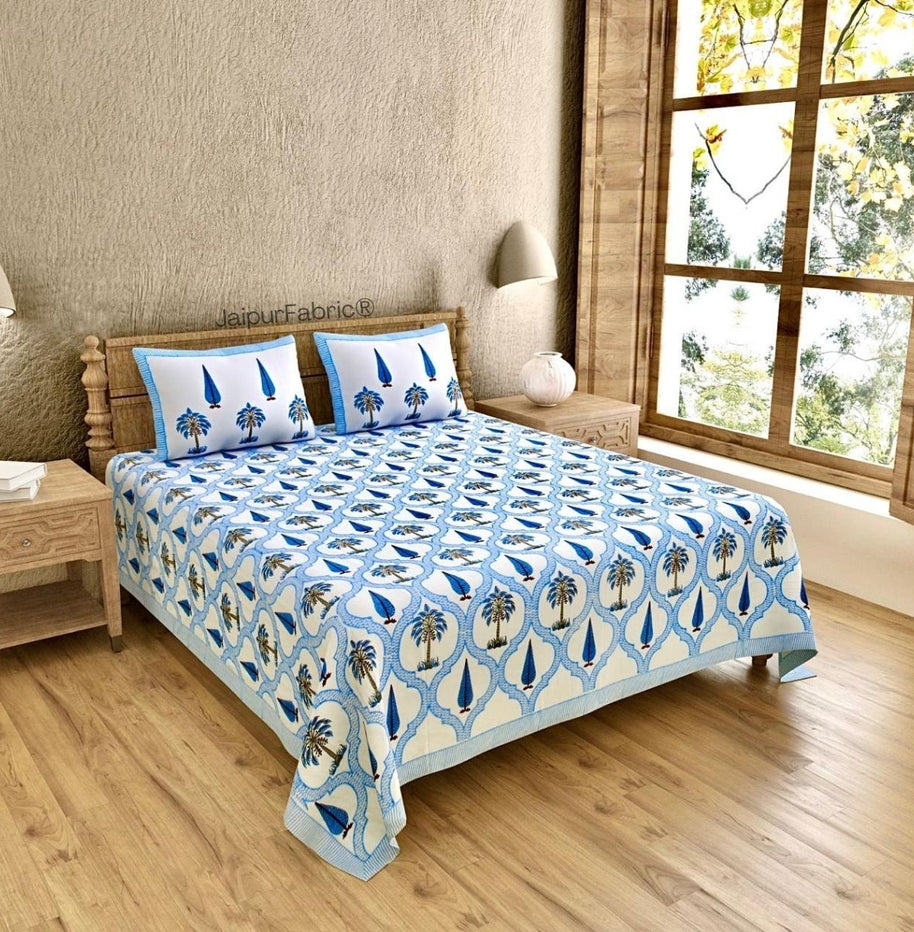 Exquisite Original Block Print 400 TC Pure Cotton King Size Bedsheet