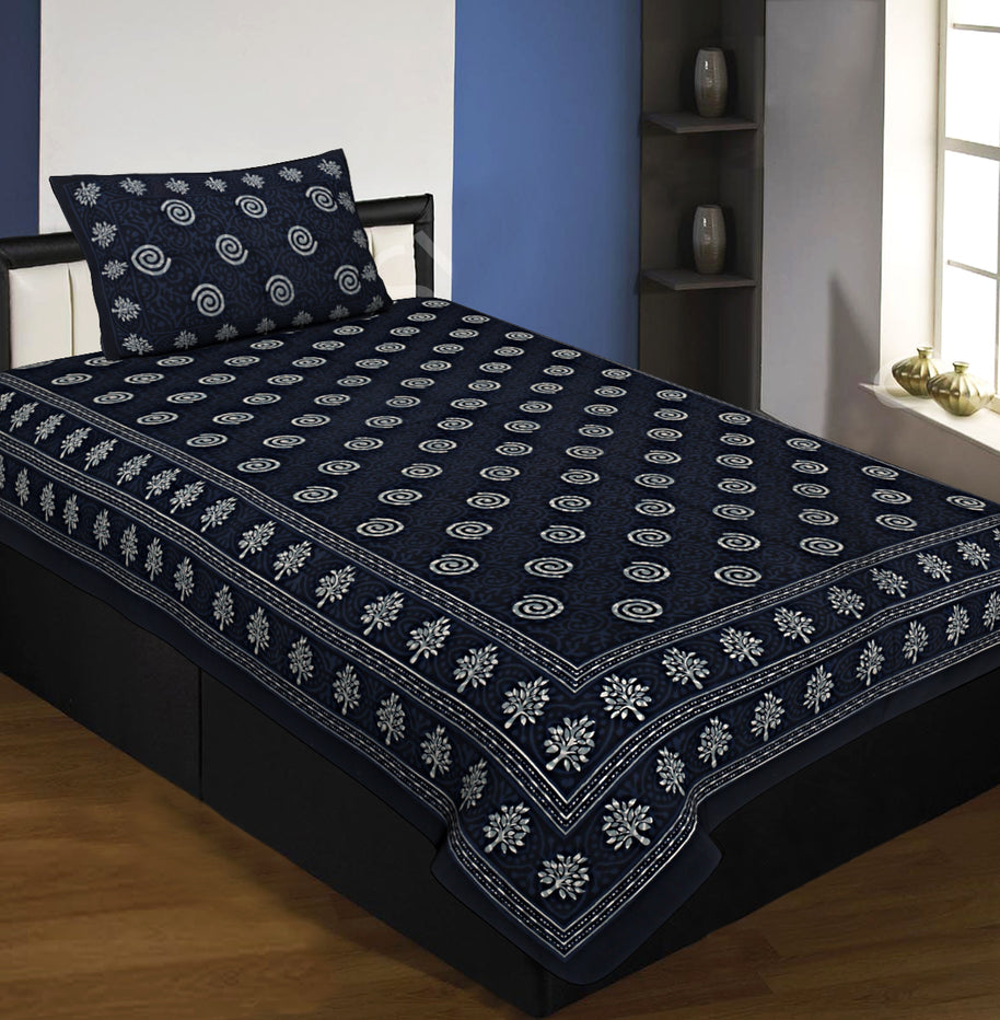 Single Bedsheet Dark Maroon Dabu Print