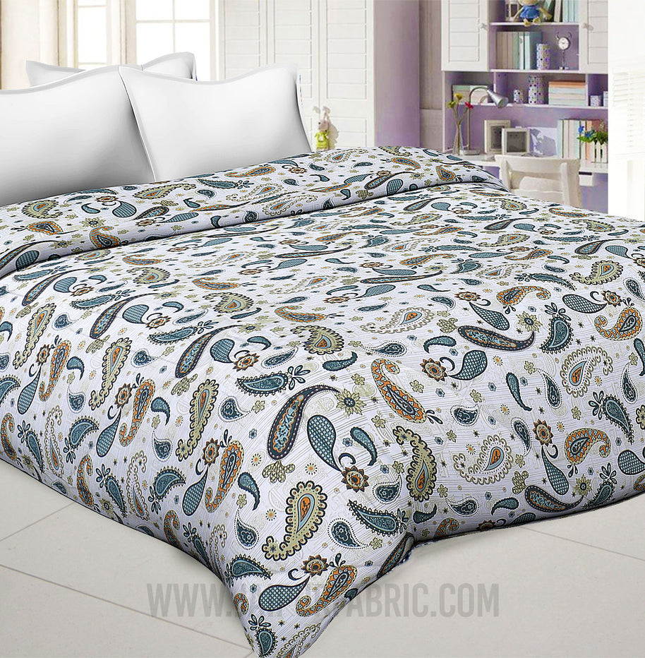 Paisley Blueish Grey Double Bed Comforter