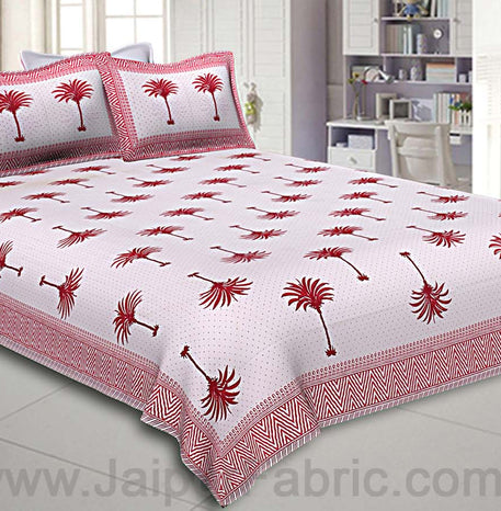 Double Bedsheet Fine Cotton Sweet Pink Palm Polka