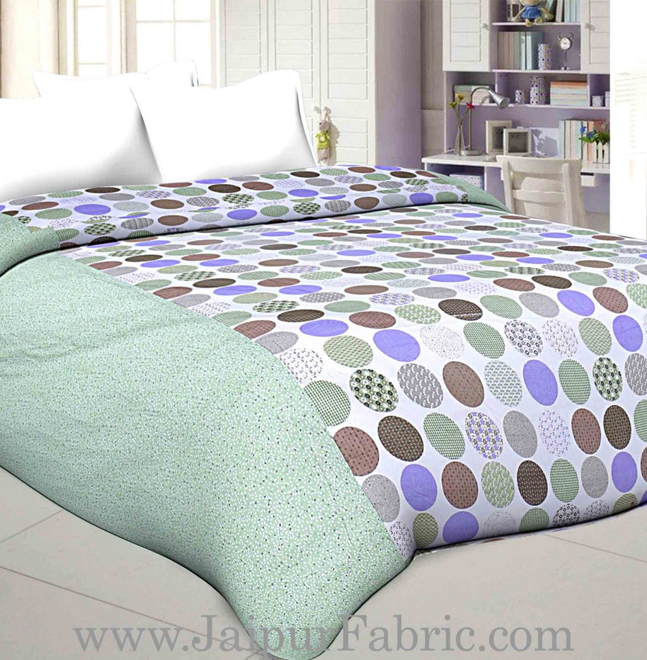 Cambric Cotton Double bed Reversible Dohar with glorious green Polka Dots