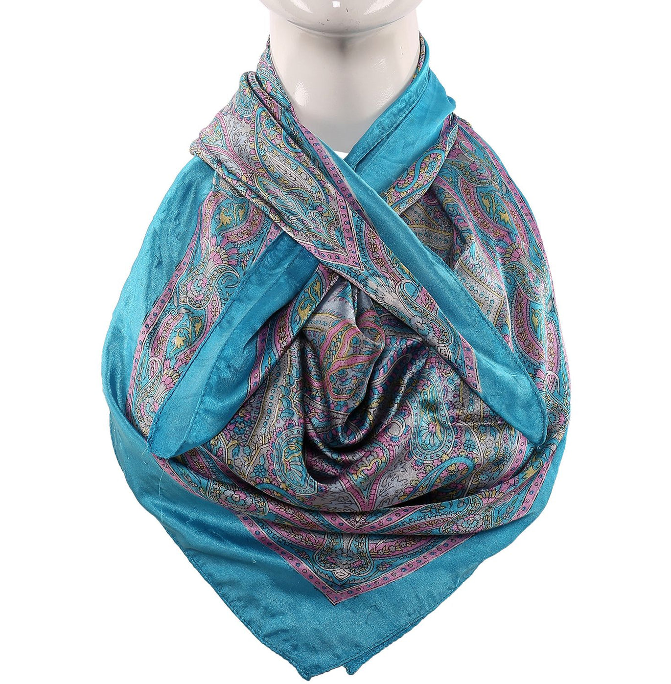 Silk Scarf Firozi Border Big Boota Print