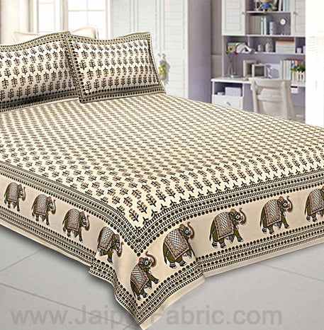 Creamy Caramel Motif Double Bedsheet