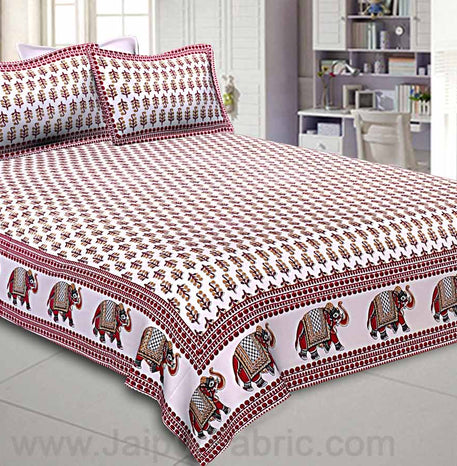 Vivid Red Motif Double Bedsheet