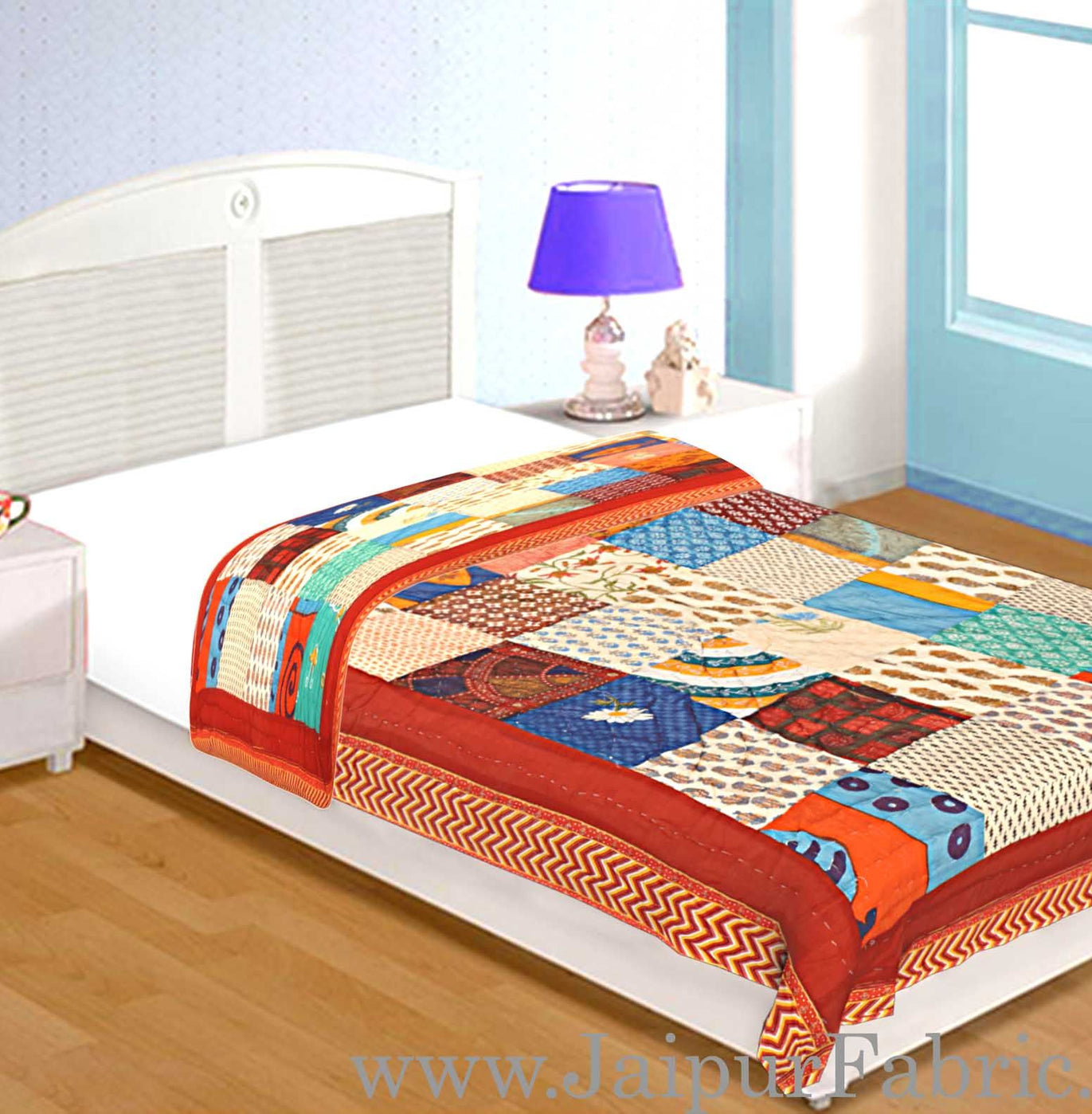 Patchwork AC Quilt/Blanket Soft Designer Single Bed - Multicolor (Multi)