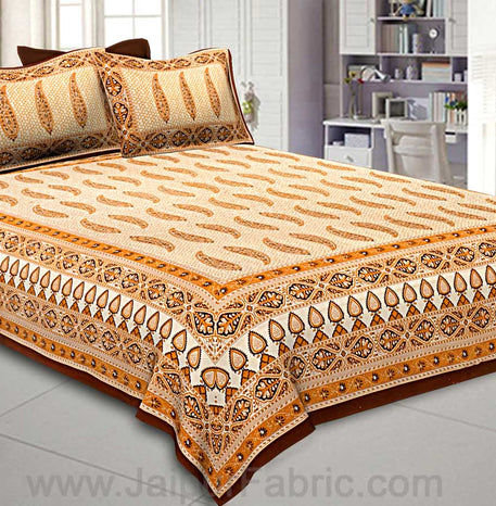 Ethnic Petals Print Mustard Yellow Bedsheet