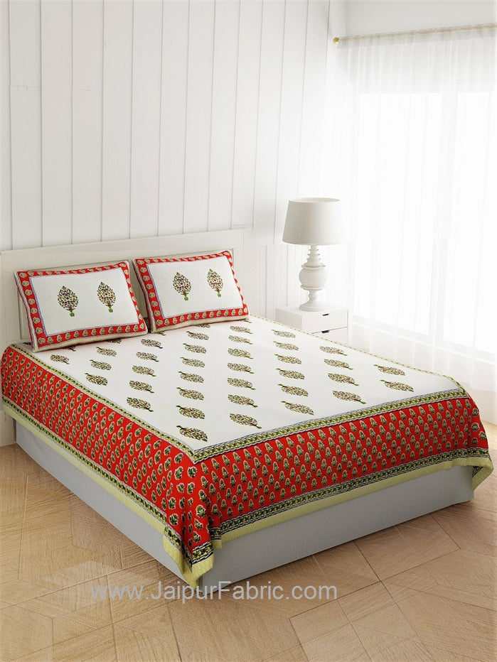 Gorgeous Glaze cotton Red Paan Double Bedsheet