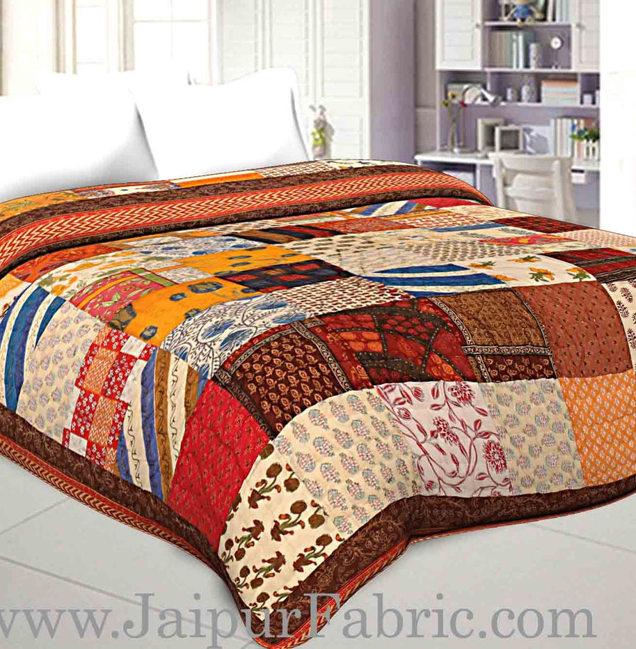 Patchwork AC Quilt/Blanket Soft Designer Double  Bed - Multicolor (Multi)