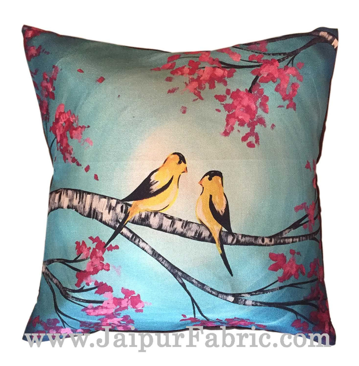 Jute Cushion Cover Digital Love Birds