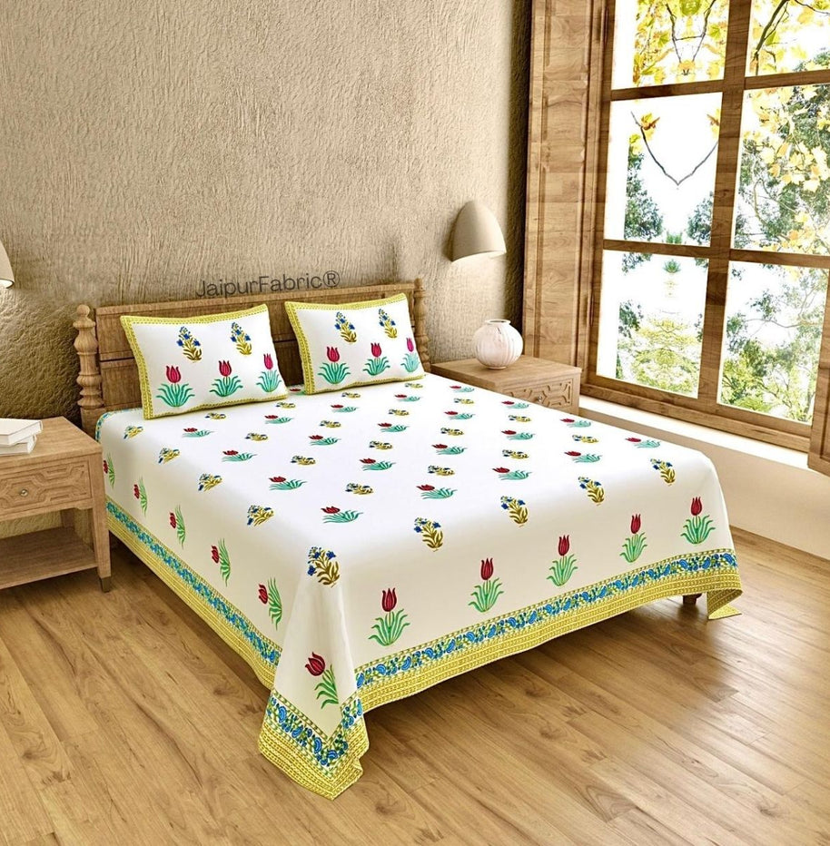 Artisanal Block Print 400 TC Pure Cotton King Size Bedsheet Curated for Perfection