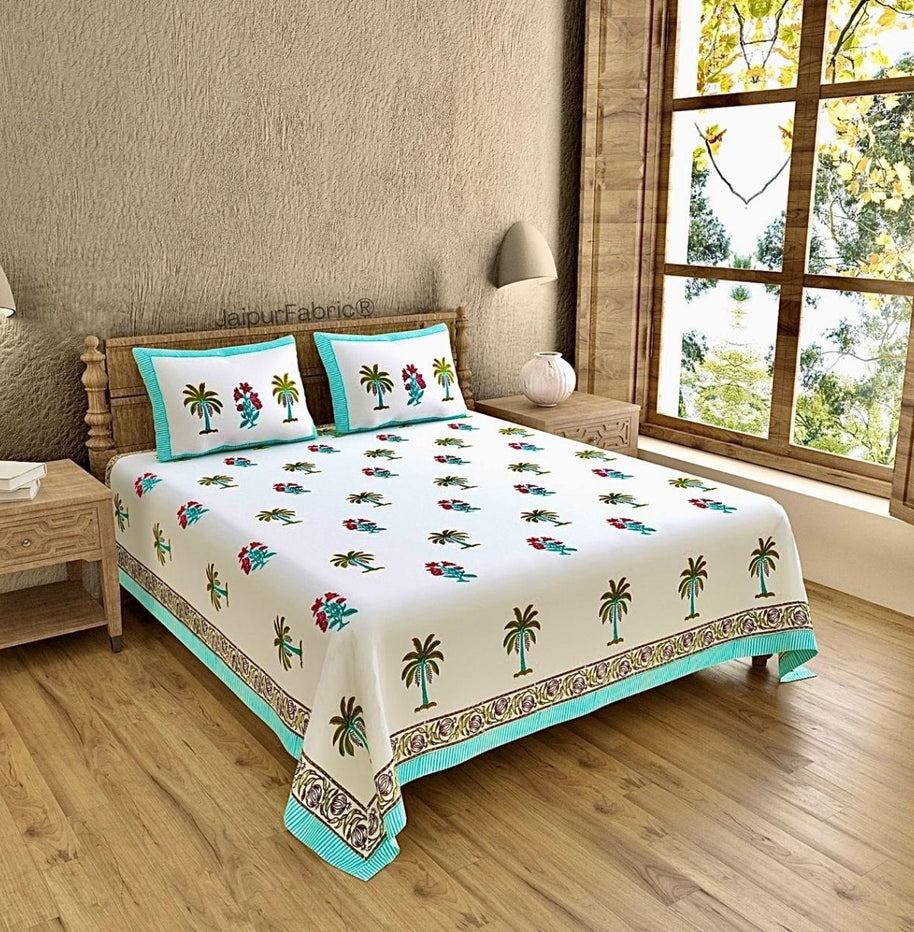 Intricately Designed Masterpiece Block Print 400 TC Pure Cotton King Size Bedsheet