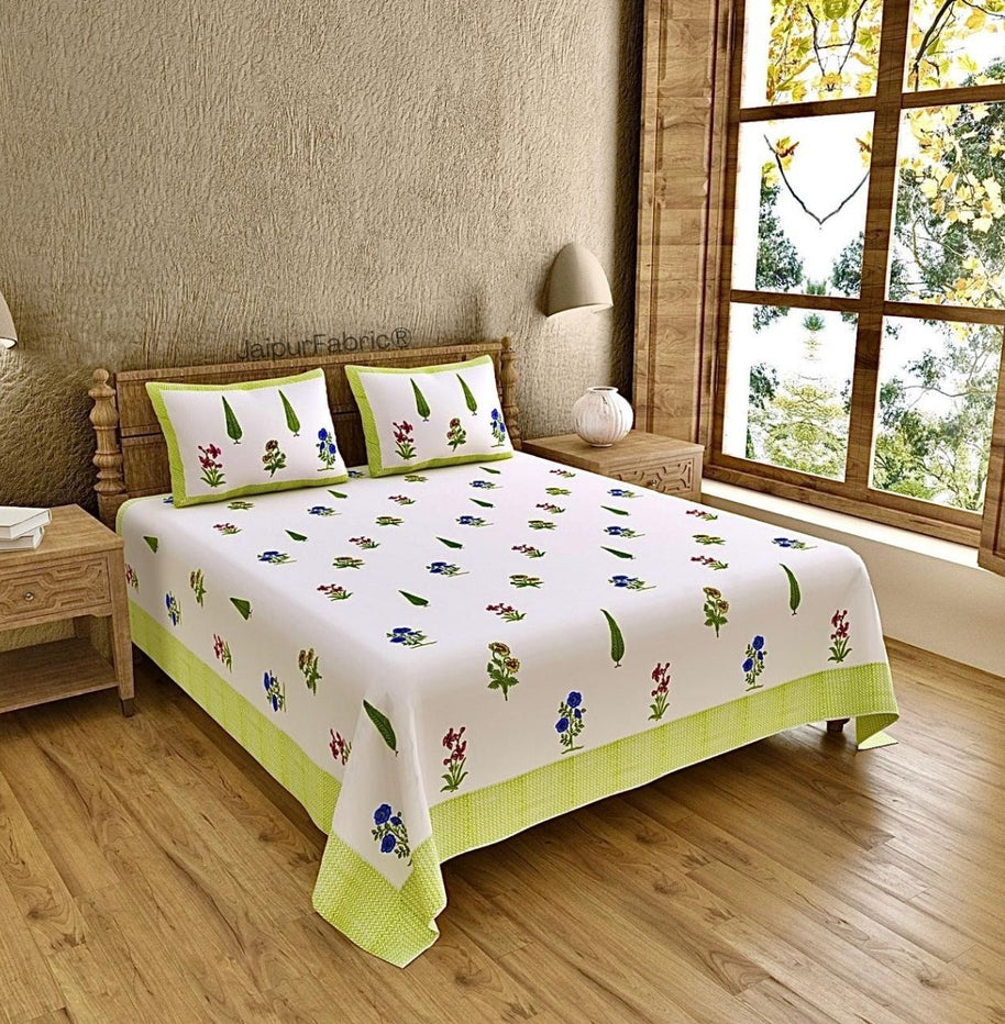 Timeless Luxury Curated Block Print 400 TC Pure Cotton King Size Bedsheet