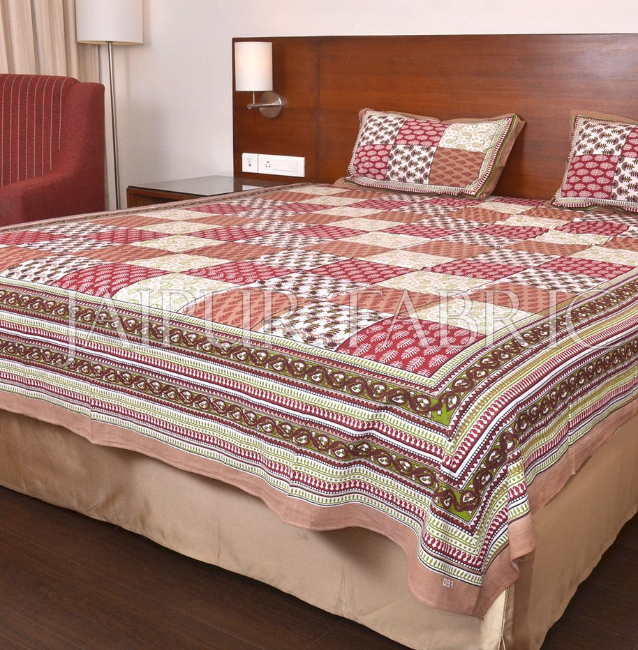 Brown Tropical Print Double Bed Sheet