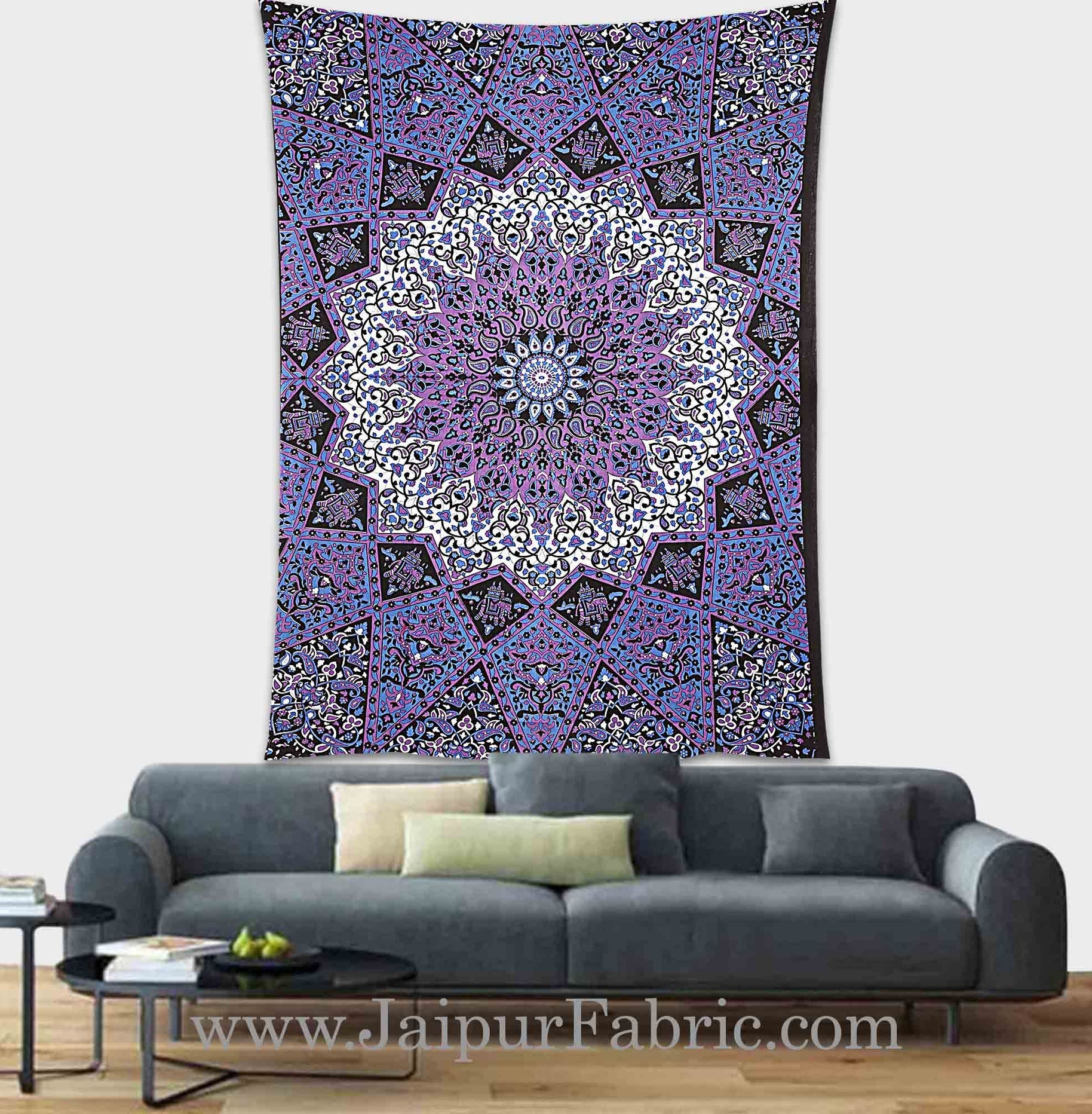 Purple Mandala tapestry wall hanging and beach throw