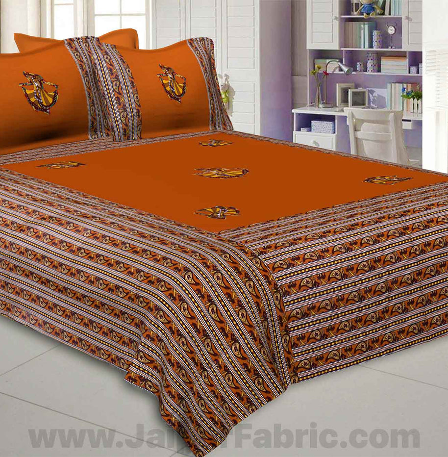 Applique Mustard Gujri Jaipuri  Hand Made Embroidery Patch Work Double Bedsheet