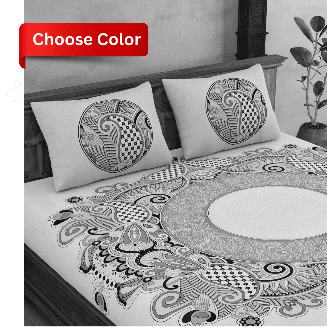 Cosmic Kolam Double Bed Sheet (Choose Color)