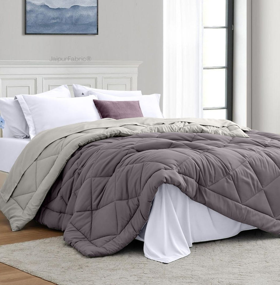 Mouse Brown - Beige Double Bed Comforter