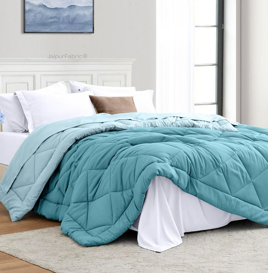 Teal Blue - Light Blue Double Bed Comforter