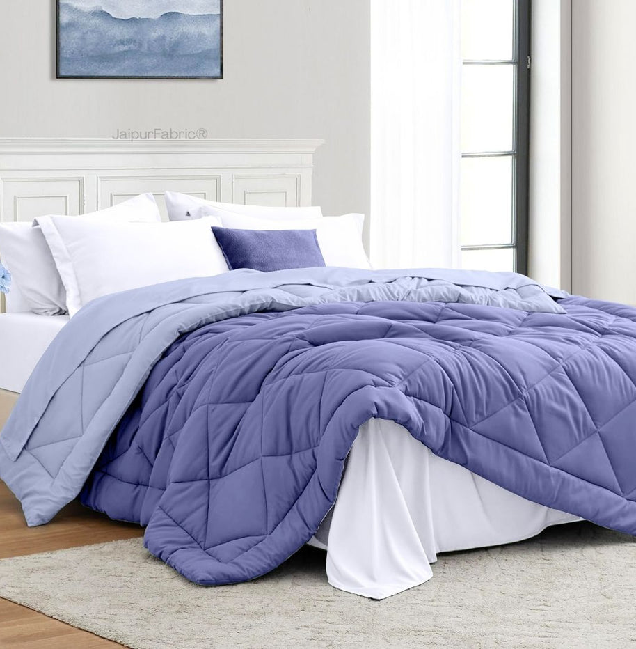 Periwinkle Blue - Light Gray Double Bed Comforter