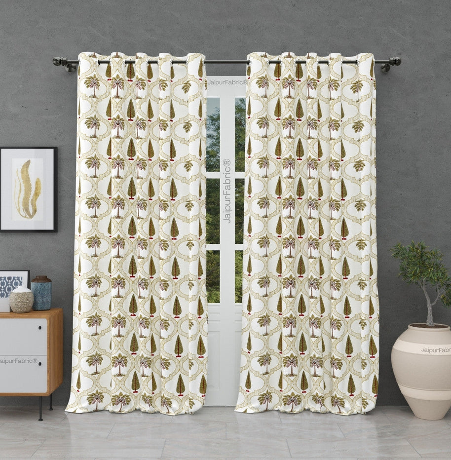 Pinklay Mocha Brown Delight Floral Jaipuri Hand Block Print Curtains