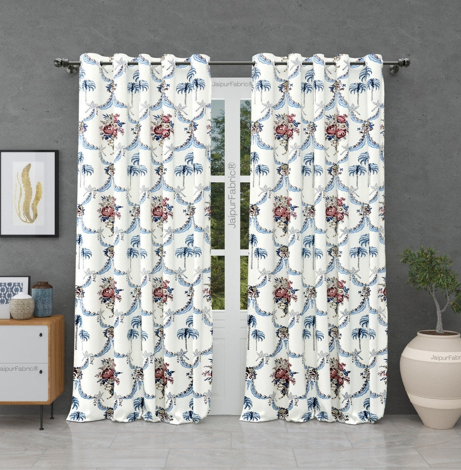 Blue Pottery Timeless Imprints 100% Cotton Block Printed Curtains Urban Jaipur