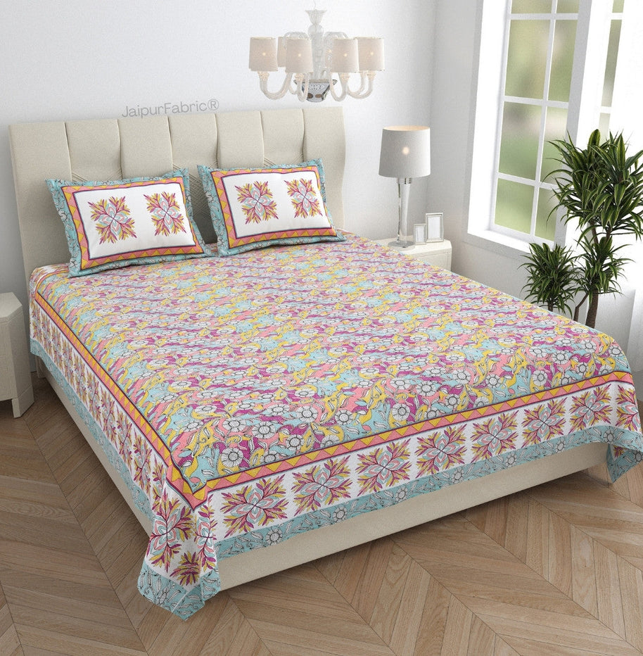 Fresh & Frisky Colourful Pure Cotton King Size Bedsheet