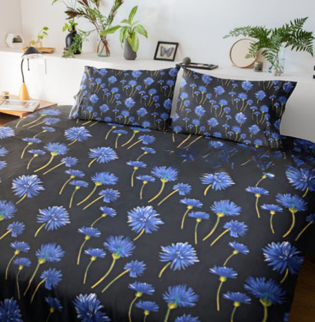 Sun Flower Double Bedsheet Black Color With 2 Pillow covers