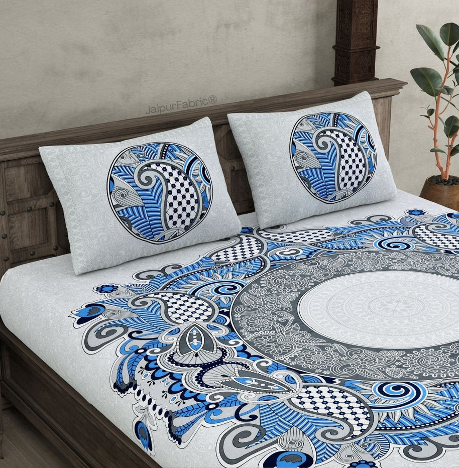 Cosmic Kolam Royal Blue Double Bedsheet