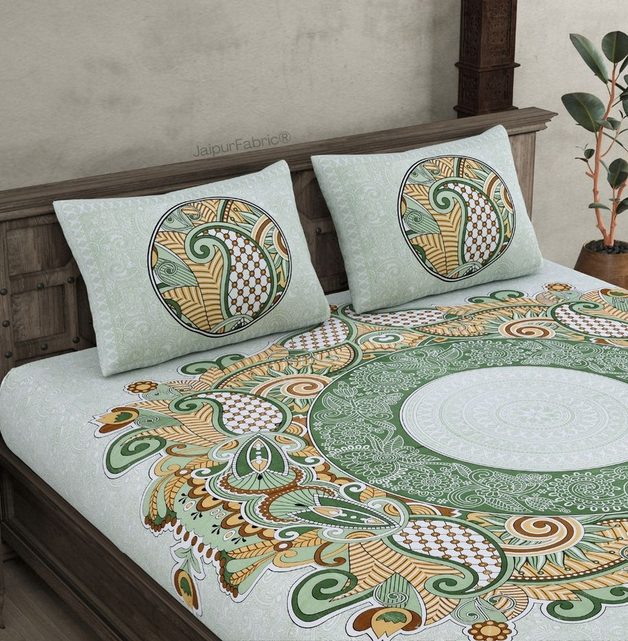 Cosmic Kolam Mint Green Double Bedsheet