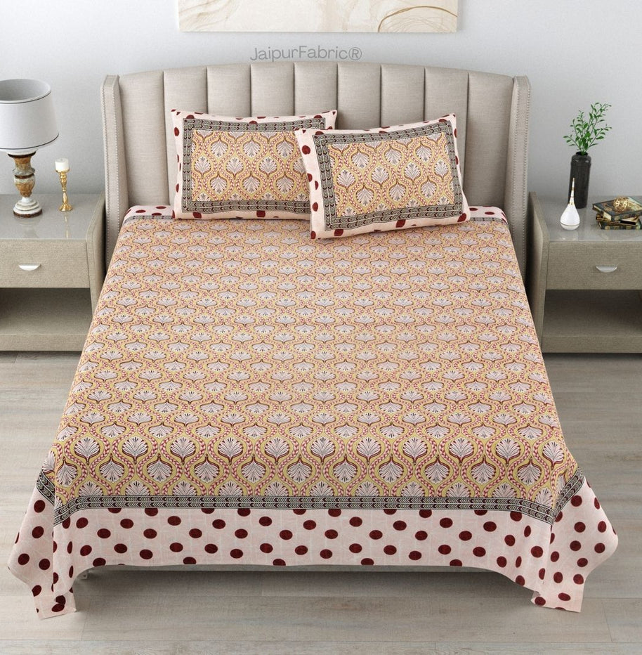 Charming Pink and Red Polka Dot Pure Cotton Double Bedsheet