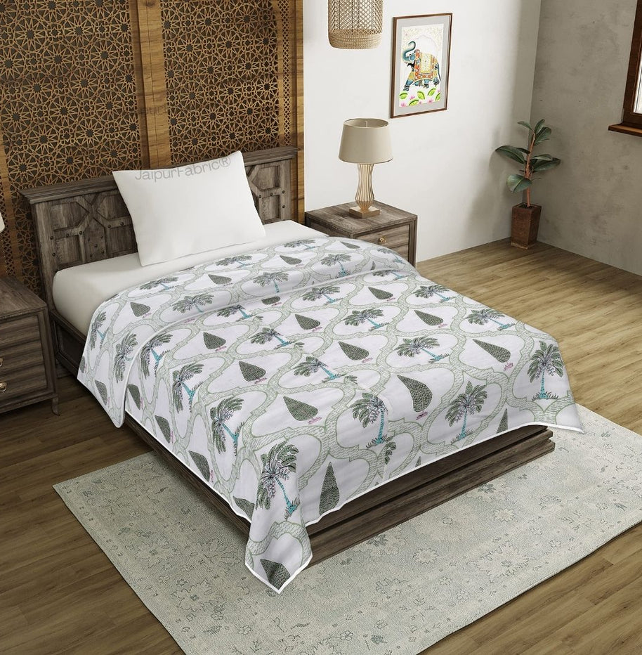 Hand Block Printroots Printed Single Bed Dohar with Intricate Floral Designs