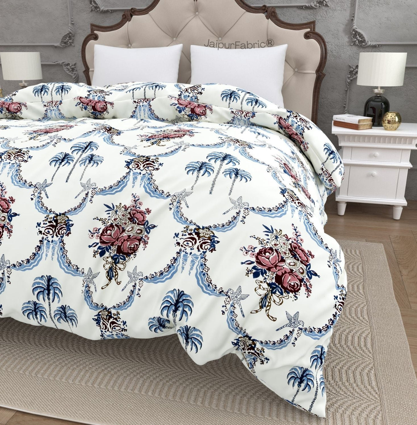 Blue Pottery Timeless Imprints 100% Cotton Block Printed Urban Jaipur Double Bed Quilt