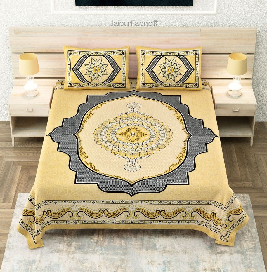 Golden Lotus Sutra Abundance Pure Cotton King Size Bedsheet