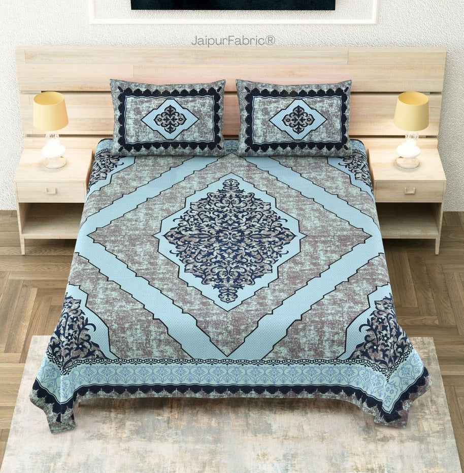 Divine Yantra Teal Harmony Pure Cotton King Size Bedsheet